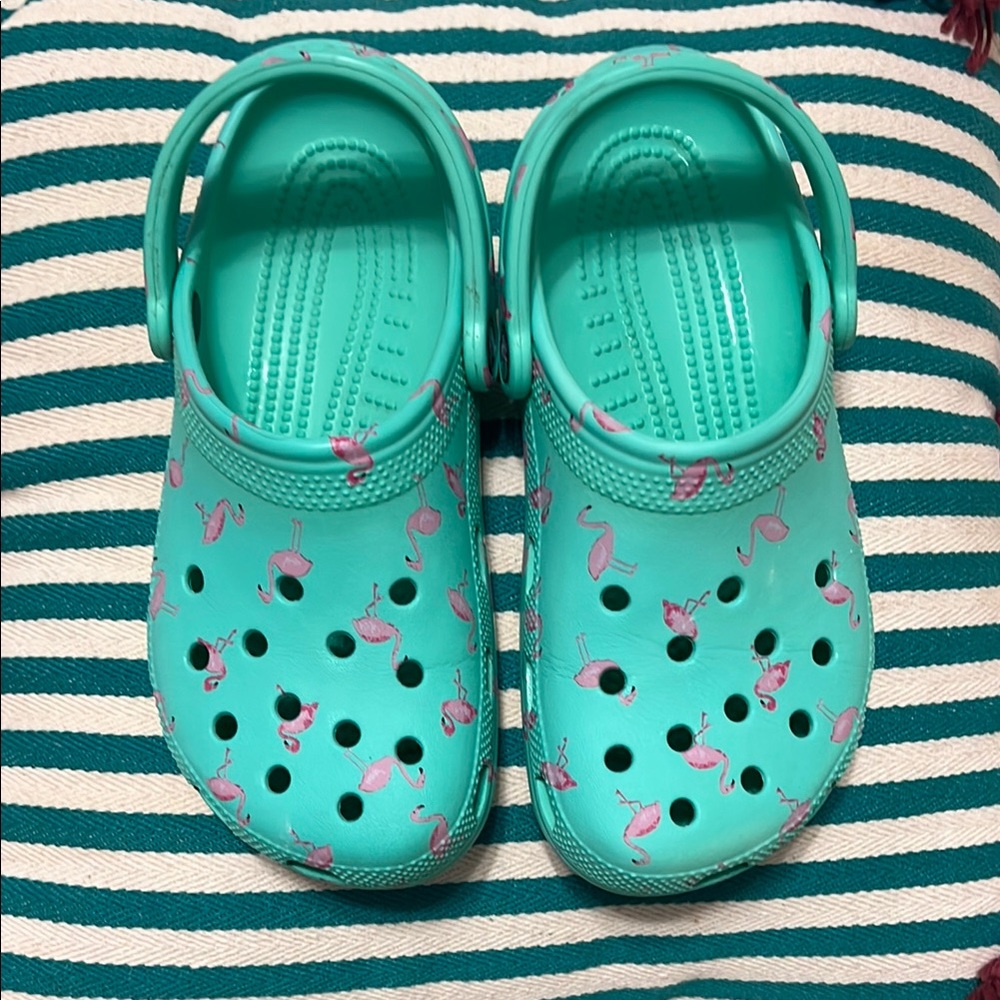 Women’s size 7 Aqua Flamingo Clogs